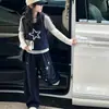 Traje Casual de Otoño para Niñas 2026 Nuevo Elegante Sudadera con Capucha de Camiseta de Manga Larga Falsa de Dos Piezas para Primavera/Otoño Pantalones de Pierna Ancha