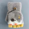 Guantes de Medio Dedo de Elefante Lindo de Dibujos Animados para Niños Otoño e Invierno Resistentes al Frío Guantes Gruesos sin Dedos Guantes para Bebé para Escribir con Tapa