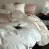 Conjunto de Luxo 100% Algodão de Fibra Longa Jacquard com Quatro Peças Lençol de Cama e Capa de Edredom de Algodão Puro Estilo Nórdico de Luxo Leve Roupa de Cama