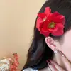 Pinza para el pelo de flor de tela estilo vacaciones súper hada, de alta gama y exquisita, pinza de pico de pato versátil, accesorio para el cabello nicho dulce y delicado para mujer