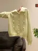 Cardigã de malha floral com gola Peter Pan amarela estilo coreano para mulheres, novo casaco suéter versão coreana slim-fit outono e inverno 2026, moderno
