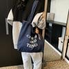 Nueva Moda Estilo Coreano Bolso de Mezclilla con Letras para Mujer Gran Capacidad Casual Bolso de Hombro para Viaje Portátil Bolsa de Compras