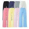 Pantalones de chándal rosas con cordón para mujer, nuevo estilo de otoño, pierna recta americana, ajuste relajado, holgados, casuales, de pierna ancha y deportivos