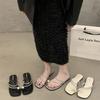 Nuevos Sandalias Francesas Pequeñas con Pedrería para Mujer 2026, Sandalias de Verano Plateadas Planas con Perlas