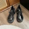 Zapatos Mary Jane de Cuero con Punta Redonda, Estilo Japonés, con Plataforma para Aumentar la Altura, para Mujer, Modelo Nuevo Primavera/Verano 2025, Adecuados para Combinar con Faldas, Zapatos de Tacón Grueso Individuales para Mujer