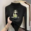 Blusa Base de Manga Longa de Veludo Zhongda Tongde para Meninas, Nova Coleção Outono/Inverno 2026, Blusa com Gola Meia-Alta Forrada com Fleece