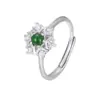 Anel Yincheng Prata de Lei S925 Zircônia Flor de Gelo Feminino Moda Inlaid Anel de Jade Natural Suporte de Anel com Cauda Aberta