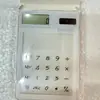 Suministro spot al por mayor calculadora pantalla táctil transparente solar estudiante vacaciones regalos de empresa logo imprimible