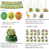 Decoraciones de fiesta de cumpleaños de animales de la selva Safari, guirnaldas, decoraciones colgantes en espiral, vasos de papel, platos de papel, mantel, globos y decoraciones