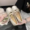 Zapatos de ballet 2026 lazo CM4 Estilo francés nuevo para mujer que aumentan la altura Mary Janes con suela blanda y correas cruzadas