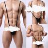 Noche ropa interior sexy de tres puntos sexy tirante ajustable de una pieza tanga pantalones T diseño de bolsa convexa U para hombre de una pieza