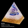 Pirámide de Cristal Natural de 8 cm Decoración Creativa para el Hogar Adorno Artesanal Bola de Cristal Envuelto en Resina Pirámide de Resina