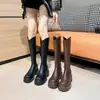 Botas largas adelgazantes y que realzan la altura para mujer, botas de invierno con forro de polar y corte en V hasta la rodilla, botas de equitación de suela gruesa para mujeres petite