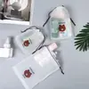 Bolsa com Cordão Fosca Lisa em Estoque, Bolsa com Cordão de Urso e Margarida, Bolsa Transparente de PE à Prova de Poeira para Sapatos, Armazenamento de Corda de Pular