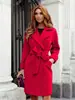 2026 Transfronterizo AliExpress Amazon Otoño/Invierno Nueva Moda Abrigo de Lana con Solapas, Ajustado, de Manga Larga, con Cinturón