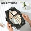 Suministro directo de fábrica en stock, bolsa de viaje de almacenamiento de tres piezas, impermeable, bolsa de lavado de gran capacidad, bolsa de cosméticos de PU esmerilada