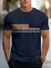 Comercio Exterior Transfronterizo Moda Estilo Callejero Casual Deportivo Rayas Estampado 3D Camiseta de Manga Corta para Hombre Top Versátil