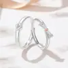 Anillos de Pareja Promesa Originales Plata de Ley 925 Diseño Único Anillo Sencillo de Lazo Anillo de Circonita Microincrustada