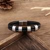 Pulsera de letras DIY transfronterizas, nueva y sencilla pulsera de cuero de acero inoxidable, pulsera de cuero retro con personalidad de Amazon para hombres