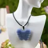Colgante de Mariposa Tallada en Cristal Transfronterizo Piedra de Ágata Natural Ojo de Tigre Tallado Mariposa Pequeña Collar Literario Retro Joyería