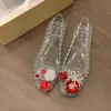 Sapatos de Gelatina Quadrados para Fotos de Casamento, Sapatos de Cristal, Tamancos para Mulheres, Roupa de Verão, Sapatilhas Planas Fofas