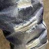 Sanlidai Pantalones Cortos de Mezclilla Desgarrados de Verano de Color Claro para Hombre Pantalones Sueltos de Cinco Puntos para Hombre Marca de Moda Estilo K Pantalones Cortos