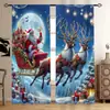 Cortinas com Estampa Digital de Cena de Neve Quente de Natal Transfronteiriça Decoração de Janela de Casa Cozinha Café Cortinas de Janela