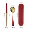 Juego de vajilla de acero inoxidable 304 rojo neto, práctico juego de cucharas y palillos para viajes al aire libre con caja de almacenamiento, venta directa de fábrica