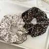 Estilo Coreano de Principios de Otoño Mi Ka Negro Floral Doble Capa Tejido de Ganchillo Cuerda para el Cabello Tipo Intestino Grande Temperamento Elegante Recogido Bajo Flor para el Cabello Cuerda para el Cabello