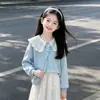 Conjunto Nuevo de Dos Piezas para Niñas Primavera y Otoño Estilo Coreano Sudadera Holgada y Conjunto de Jeans para Niños Medianos y Grandes Elegante Casual Moderno Otoño
