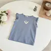 Camiseta Chaleco de Manga Volante para Niña 2026 Estilo Coreano Nuevo Verano Estampado de Animales de Dibujos Animados Elegante Top sin Mangas