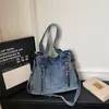 Shuai Mijia 2026 Nueva Bolsa de Motocicleta Retro de Alta Resistencia Gran Capacidad Casual de Mezclilla Lavada Bolso de Hombro Cruzado