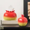 Jarrón de Granada Adornos Cerámicos Rojo y Ardiente Nuevo Estilo Chino Hogar Sala de Estar Mesa de Café Entrada Gabinete de TV Decoraciones