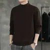 Sudadera térmica de forro polar para hombre, nuevo estilo otoño 2026, forrada de forro polar, cuello medio alto, camiseta básica suelta de manga larga, ropa de hombre, cálida y moderna