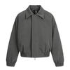 Chaqueta Retro Americana de Solapa Corta Unisex Holgada Versátil Gris Hombro Normal Bomber Top