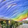 Cortinas de techo drapeadas con estampado de arcoíris, decoraciones para escenas de áreas escénicas al aire libre, hotel, restaurante, casa de huéspedes, boda y escenario