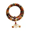 Nuevo Pulsera de Raíz de Bodhi Estilo Chino con Ricas Cuentas de Ábaco de Dunhuang, Diseño de Doble Círculo, Adecuado para Estudiantes, Suave y Elegante, Pulsera de Cuentas de Oración Budista al por Mayor