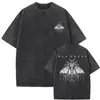 Camiseta Vintage com Estilo Retrô, Lavagem Desgastada, Manga Curta, Roupa Casual Rock Unissex, Algodão Europeu e Americano