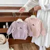 Suéter dulce y elegante de manga larga para bebés niñas, camiseta amigable con la piel, nueva sudadera tipo pullover de estilo coreano de otoño para bebés y niños pequeños
