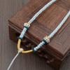 Lanyard Trenzado a Mano Corbata Hebilla Ping An de Jade Dorado Cuerda para el Cuello Hombres y Mujeres Nudo de Diamante Trenza de Cuatro Hilos Cuerda Trenzada a Mano