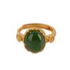 Yilu Plata S925 Plata Esterlina Chapado en Oro Jaspe Hetian Natural Jaspe Patrón Ciruela Anillo Cara Huevo Elegante Elegante Anillo de Dedo