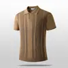 Polo de Punto de Tacto Frío para Hombre de Verano con Botones y Diseño Hueco, Camiseta de Manga Corta