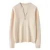 Nuevo Top Térmico de Punto de Cachemira Otoño Invierno Moda Suave Cómodo Color Sólido Holgado Adelgazante Cuello Tijera para Mujer