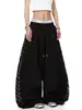 Calça Jogger com Cordão e Strass Letra Gipsofila Estilo Americano de Fábrica Masculina Feminina High-End Dança de Jazz Ampla Solta