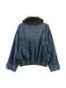 Moda Femenina Versátil de Otoño e Invierno 2025 Nueva, Europea y Americana Transfronteriza, Chaqueta Bomber de Mezclilla con Solapa de Manga Larga para Mujer