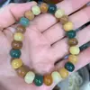 Pulseira de Jade Seda Dourada de Xinjiang, Contas de Jade Abóbora Multicoloridas, Pulseira de Jade Natural do Deserto de Gobi para Mulheres, Modelo de Transmissão ao Vivo