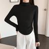 Camisa de terciopelo alemán con cuello semialto y parte inferior, otoño e invierno, interior de manga larga para mujer, nueva tendencia 2024, top cálido que combina con todo.