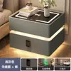 Mesita de noche de inducción con luz ambiental, carga inalámbrica, gabinete de mesita de noche con altavoz Bluetooth, sensación de lujo ligero y alta gama, carga inalámbrica
