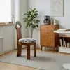 Cadeira de Jantar Vintage em Madeira Maciça Estilo Francês, Cadeira com Encosto de Designer Meio do Século, Cadeira para Toucador de Quarto Estilo Wabi-Sabi, Cadeira Chave