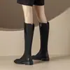 Botas altas hasta la rodilla para mujer, nuevo estilo otoño/invierno 2026, botas sencillas retro europeas y americanas, piel de ante, efecto alargador de piernas, botas de montar para mujer